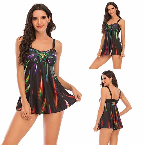 Swimsuit Women's Digital Printing Tankini Plus Size Fat Mm Plus Size European and American Split Swimsuit Dress