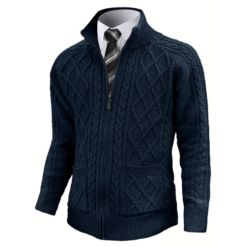 2026 Cross-Border New European and American Christmas Cable Knitted Sweater Christmas Men's