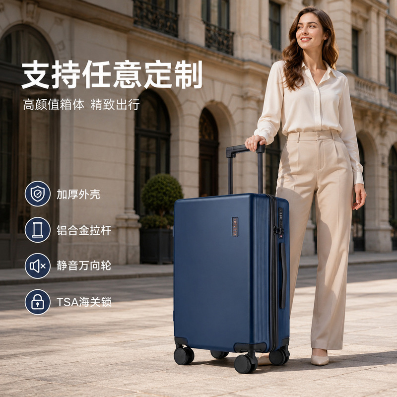 Premium Travel Suitcase 20inch Business Trip Carry-on with Company Logo and Password Lock, Small Luggage Trolley Case