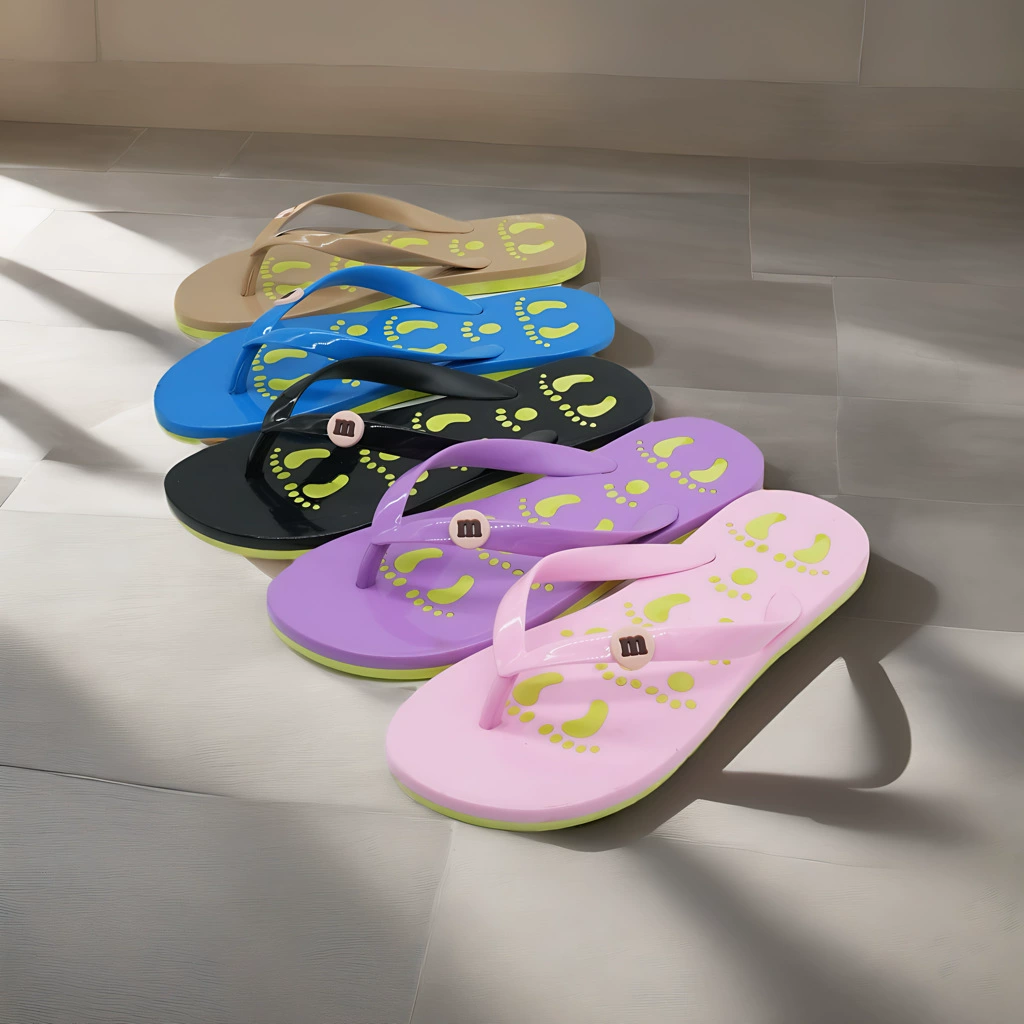 Пользовательские внешнеторговые женские шлепанцы летом на открытом воздухе пляж ПВХ ножки плоские подошвы тапочки противоскользящие дома Вьетнам