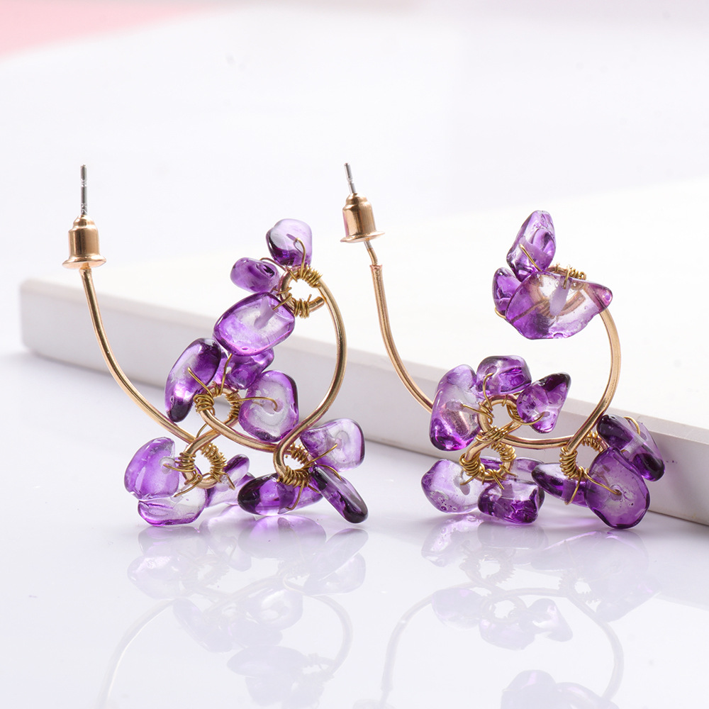 Fashion Stone Flower Geometric Resin Earrings Wholesale display picture 5