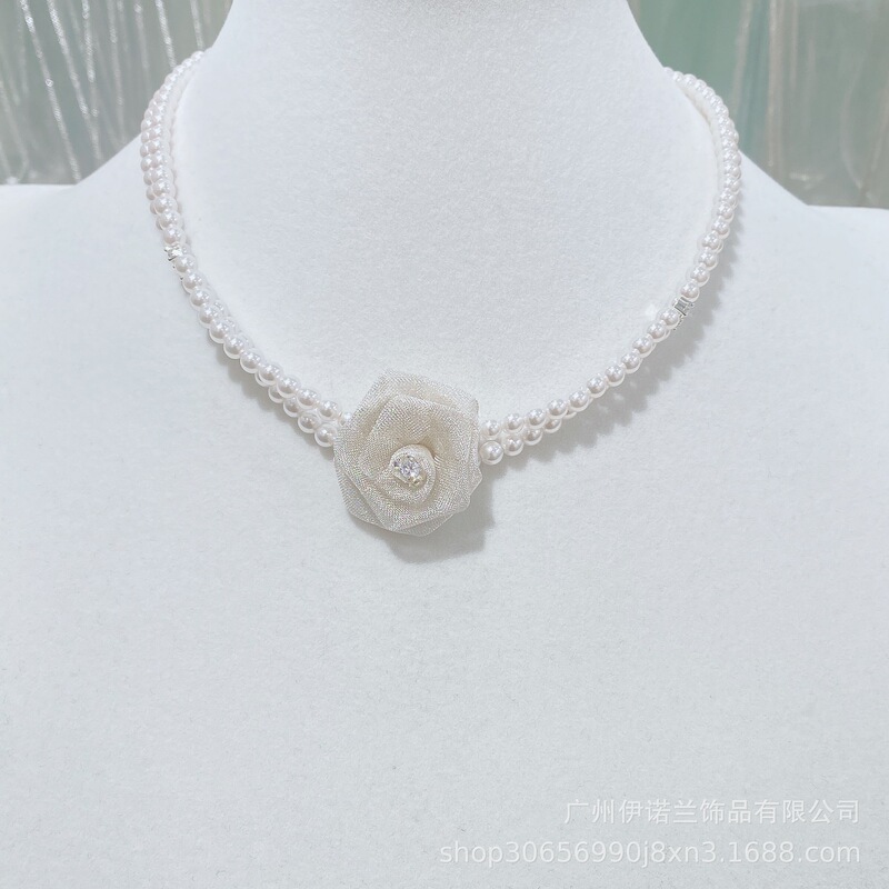 丽银/丽贝丽影蔷薇花耳环项链女仙气森系小众设计感新娘宴会饰品|undefined
