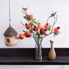 玫瑰花牆三頭石榴短枝仿真花廠家家居裝飾手捧花假花跨境MW10102