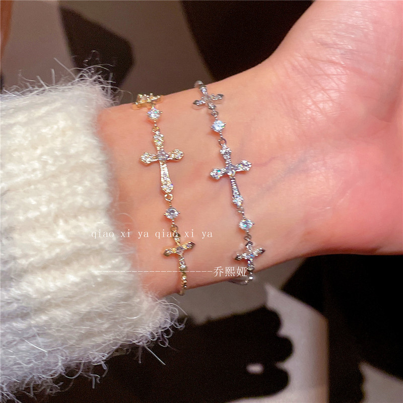 Dongdaemun Cross Bracelet 2026 High-End Drawstring Full Diamond Micro-Inlaid Sparkling Bracelet