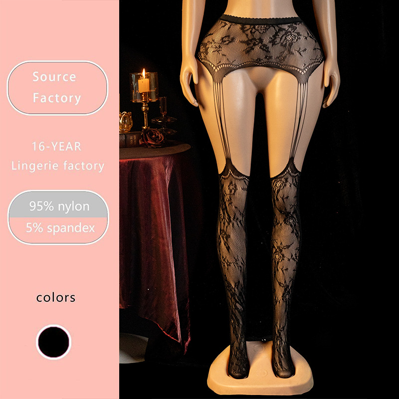 Yue mariposa transfronteriza calcetines europeas y americanas calcetines de cinturón sexy coqueteante sexy ropa interior unido puro seductor figura de mesa 1504