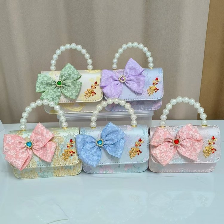 Bolsos infantiles de alto nivel, exquisitos antiguos, bolsos de cambio de niña, bolsos de mano de perlas de princesa, bolsos de almacenamiento