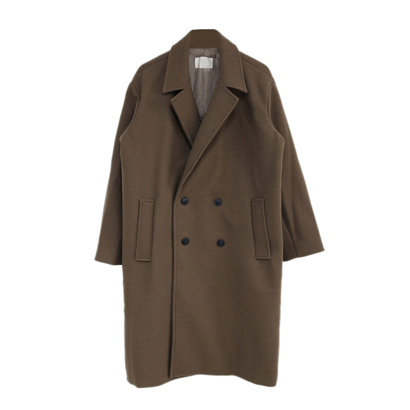 ASCLO diseño de nicho de hombre de longitud media guapo abrigo de lana estilo coreano de moda gabardina engrosada de doble botonadura