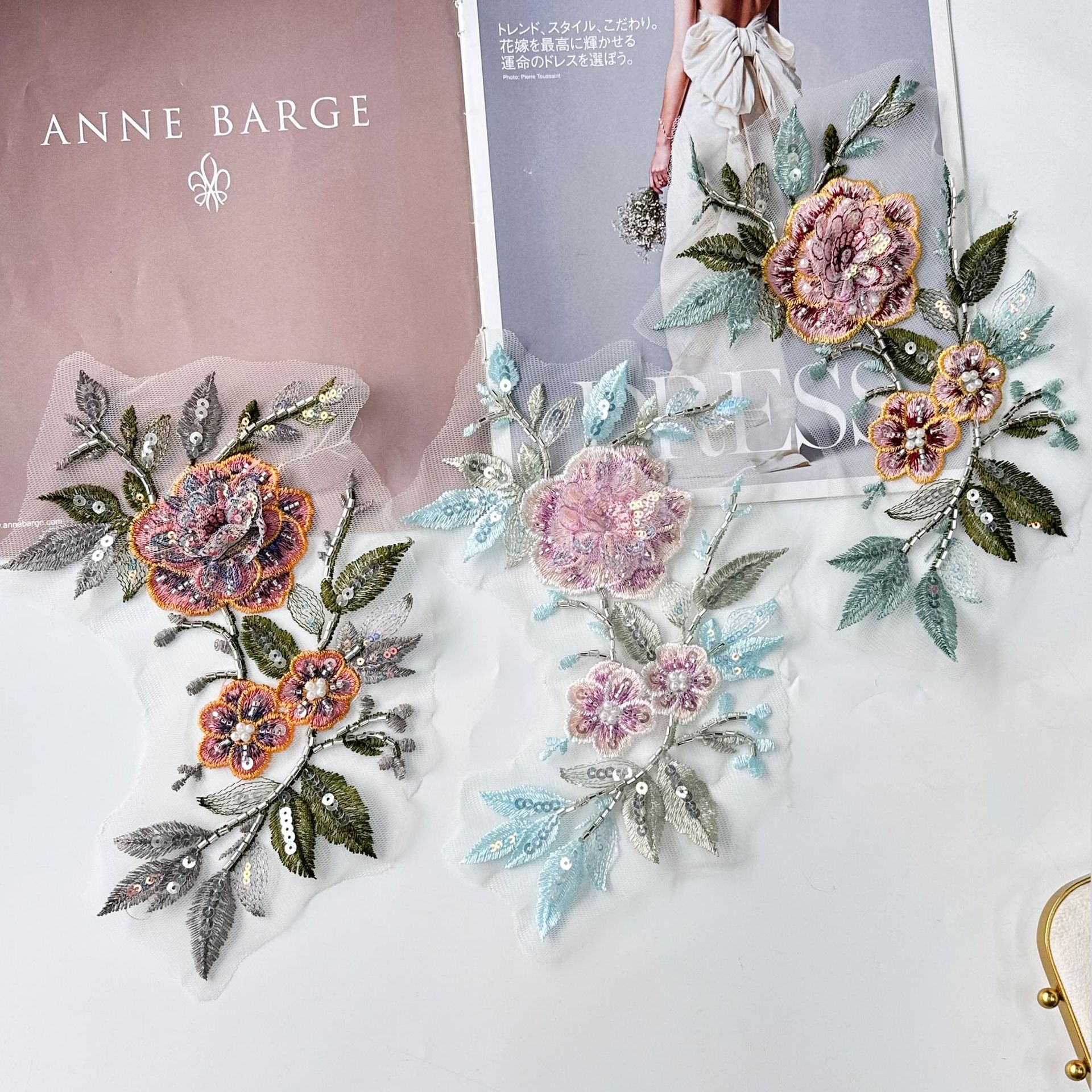 彩色钉珠亮片刺绣布贴立体花朵补丁贴百搭旗袍汉服毛衣装饰配饰