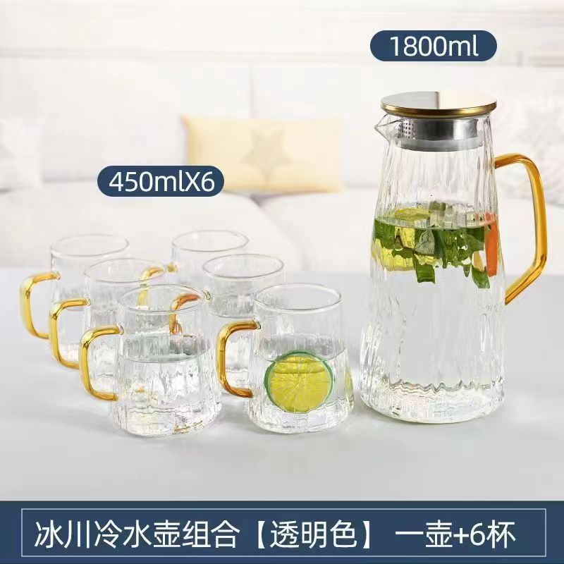 Nuevo traje de alta borosilicato glaciar botella de agua fría traje grueso vidrio gran capacidad olla creativa resistente al calor botella de agua fría