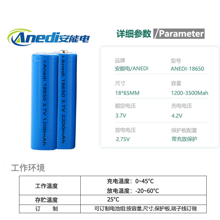 18650锂电池3.7v矿灯并联电池组 手提灯电池 露营灯电池15.6安时