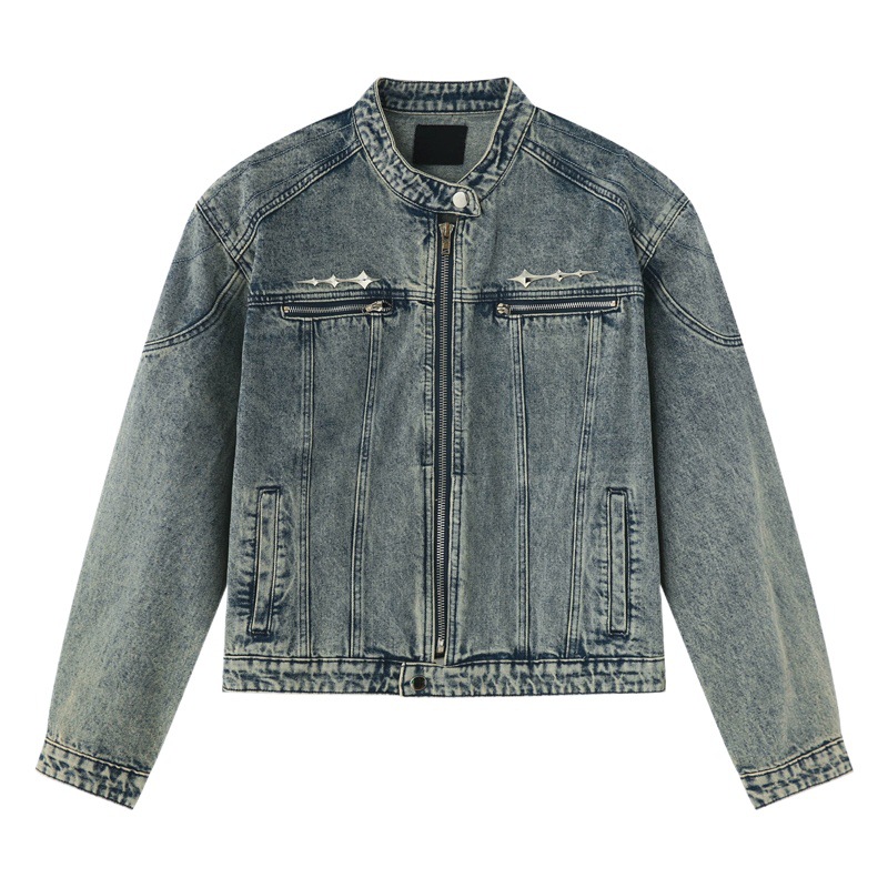 MTLClothes ropa de Hombre | 2023 otoño nuevo diseño de metal retro nicho apenado abrigo de mezclilla lavada