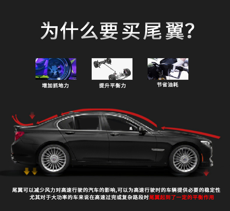 Cross-border exclusive supply of universal car rear wing trim, carbon fiber car rear wing, universal car modification accessories