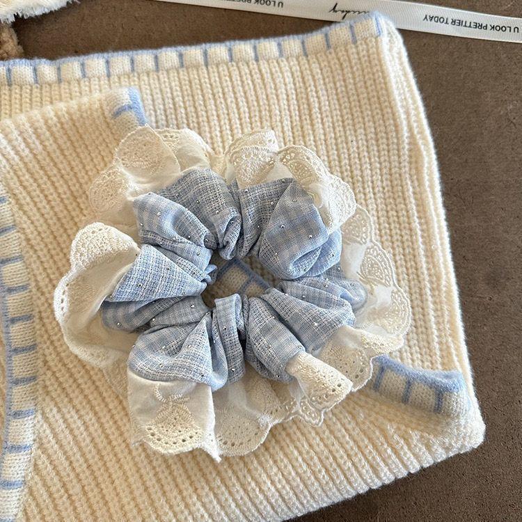 Encaje retro francés, diadema de intestino grueso, mujer 2025, nuevo estilo, cuerda para el cabello, banda de goma, lazo, dulce cuerda para el cabello, accesorios para el cabello