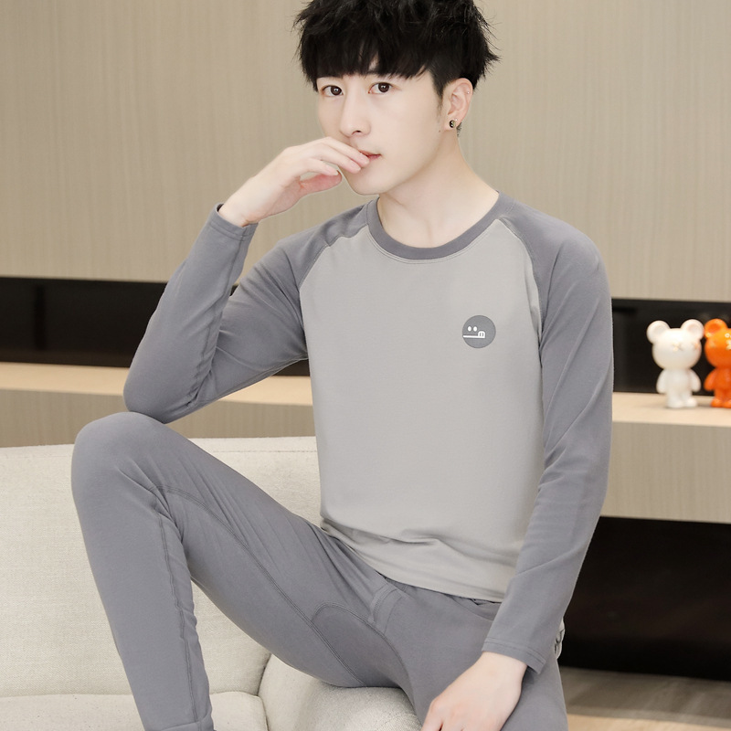Cotton Antibacterial Teenagers Junior High School Students Men's Thermal Underwear suit Autumn and Winter Autumn Clothes Trousers Cotton Sweater