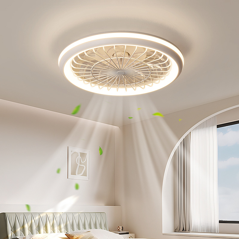 Luz de dormitorio personalidad creativa redonda puede soplar la lámpara de ventilador directo minimalista para proteger los ojos 2025 nueva lámpara de ventilador de habitación