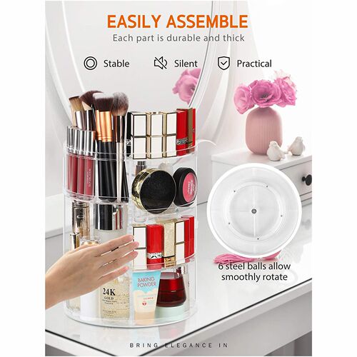 360 Rotating Skin Care Product Storage Box Light Luxury Rotatable Cosmetics Rack Transparent Cosmetics Desktop Storage Rack