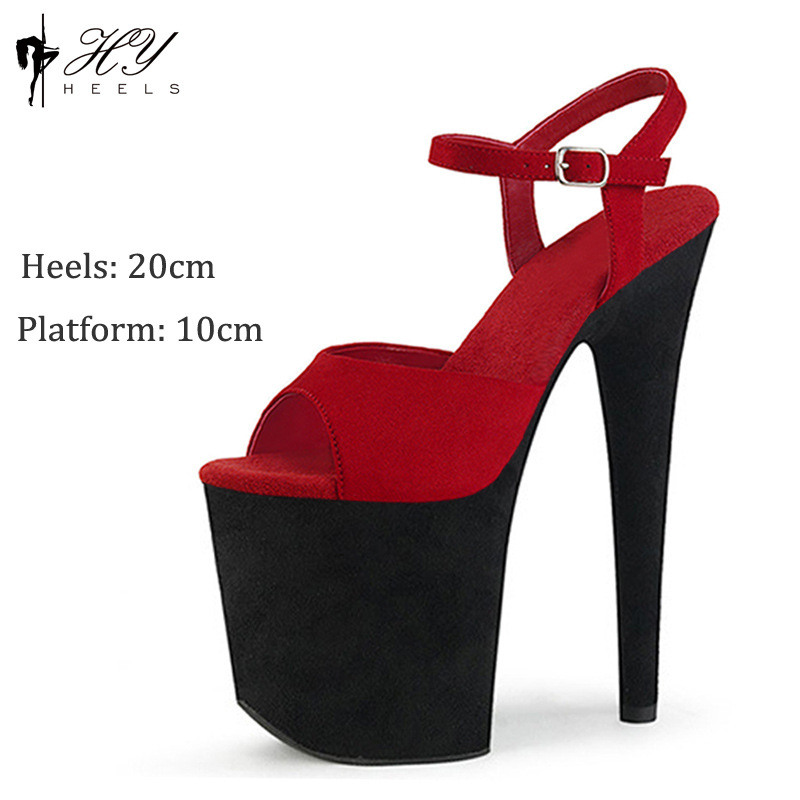 Giày cao gót catwalk mũi nhọn gót 20 cm thời trang dự tiệc — Đỏ đen, Đen Đỏ, Đỏ rượu, Màu đen