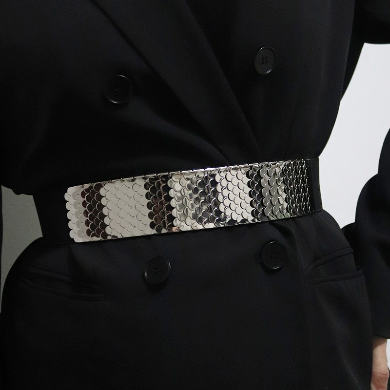 Металлическая модная цепь, платье большого размера, свитер для отдыха, эластичный пояс на талию