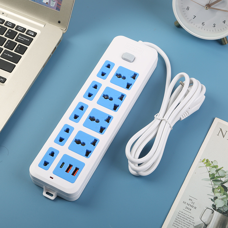 2USB + 1Type-c interfaz de carga de teléfono azul amarillo gris estándar británico estándar europeo estándar americano