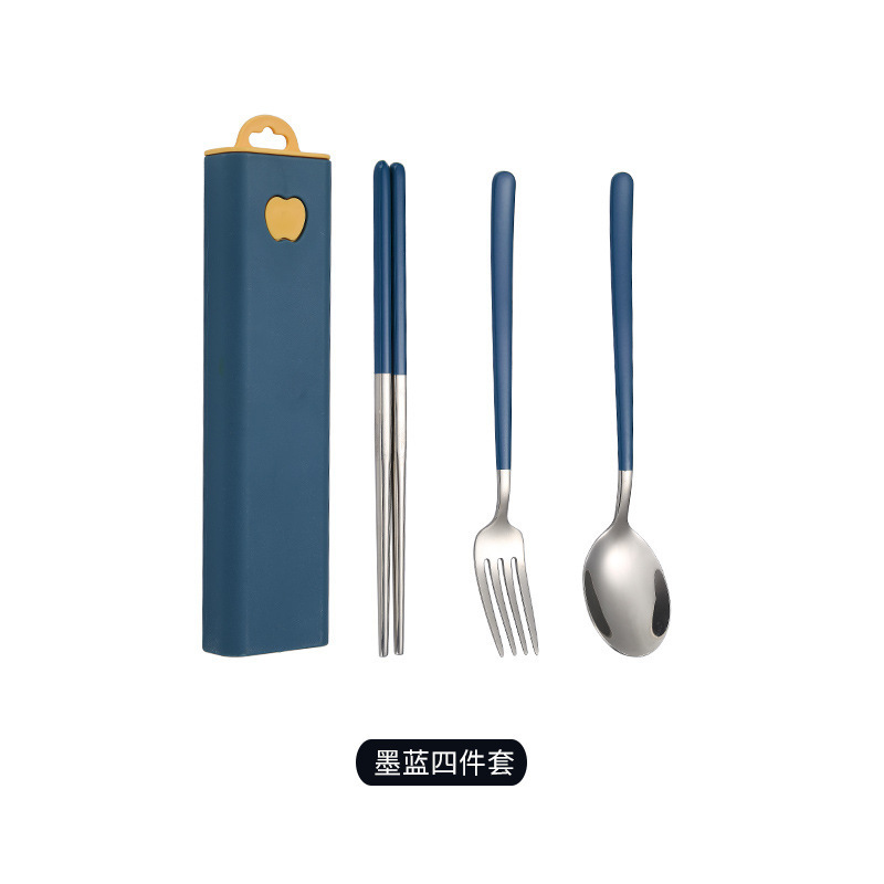 现货304不锈钢餐具套装勺子叉子筷子三件套公司广告礼品便携餐具|undefined