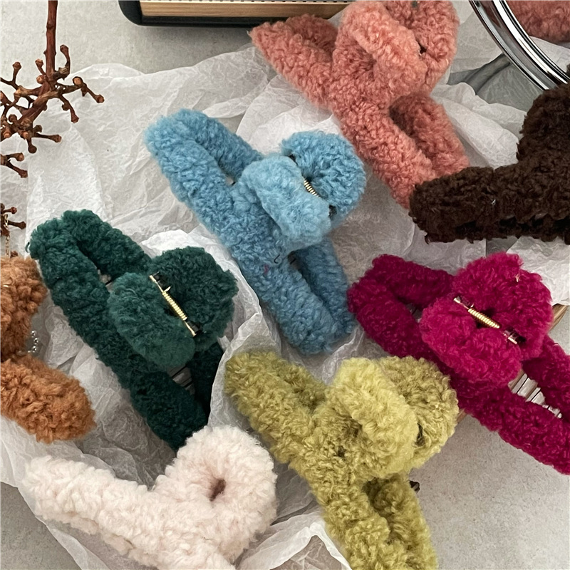 Solid Color Pattern Women'S Gender Cute Solid Color Plush Hair Claws