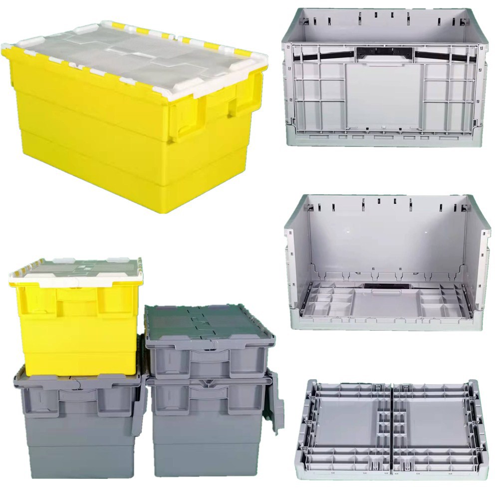 河北折叠箱塑料箱周转箱斜插箱带盖物流箱节省空间塑料箱周转箱