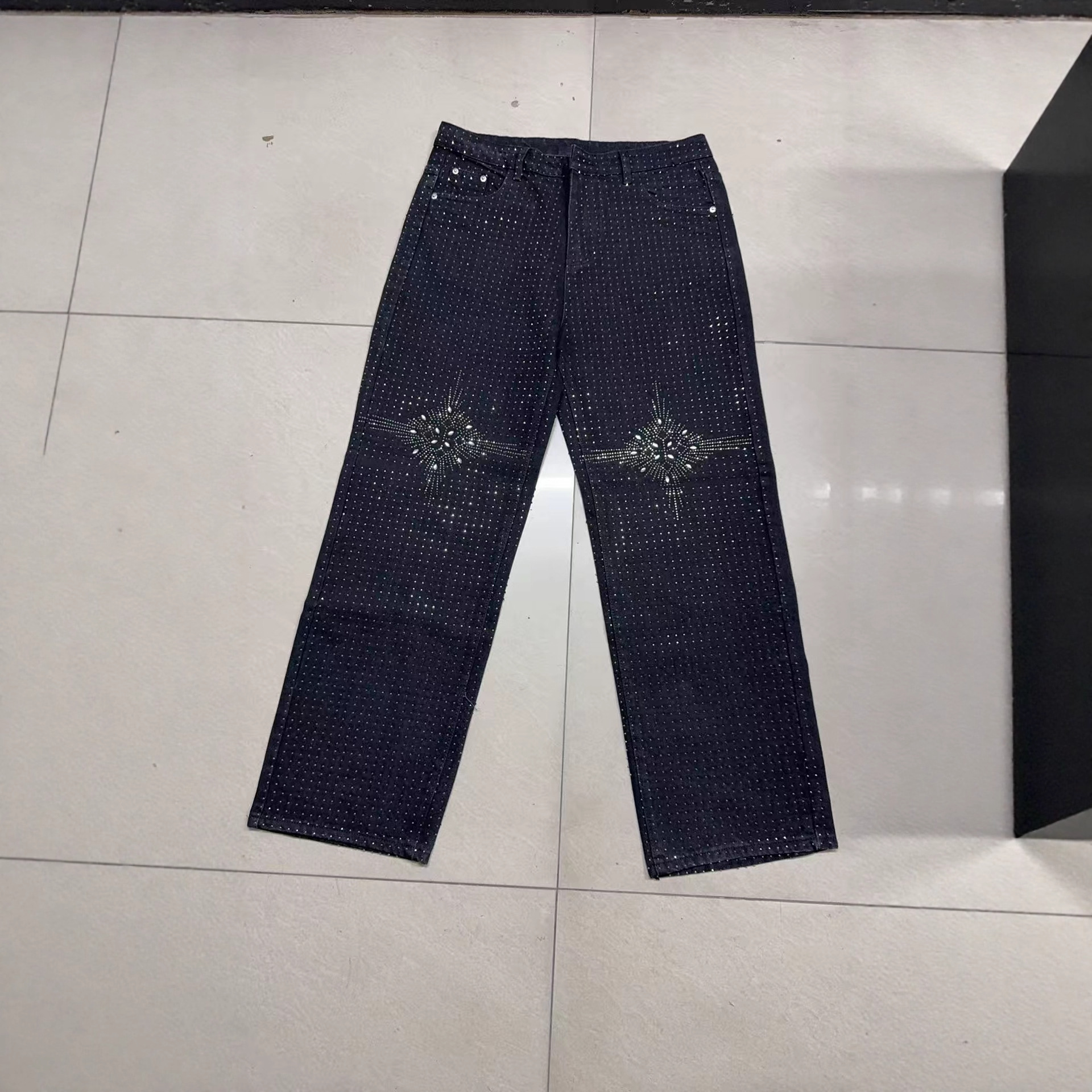 Men's Clothing Men's Jeans New Style American Diamond Embellished Denim_viptrois.com