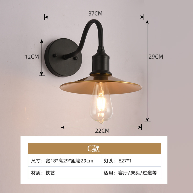 American loft estilo Industrial lámpara de pared de noche Villa patio al aire libre lámpara de pared restaurante bar lámparas de iluminación decorativa