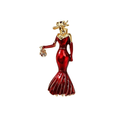 Enamel Fashion Girl Brooch: Yaxa sancaqları