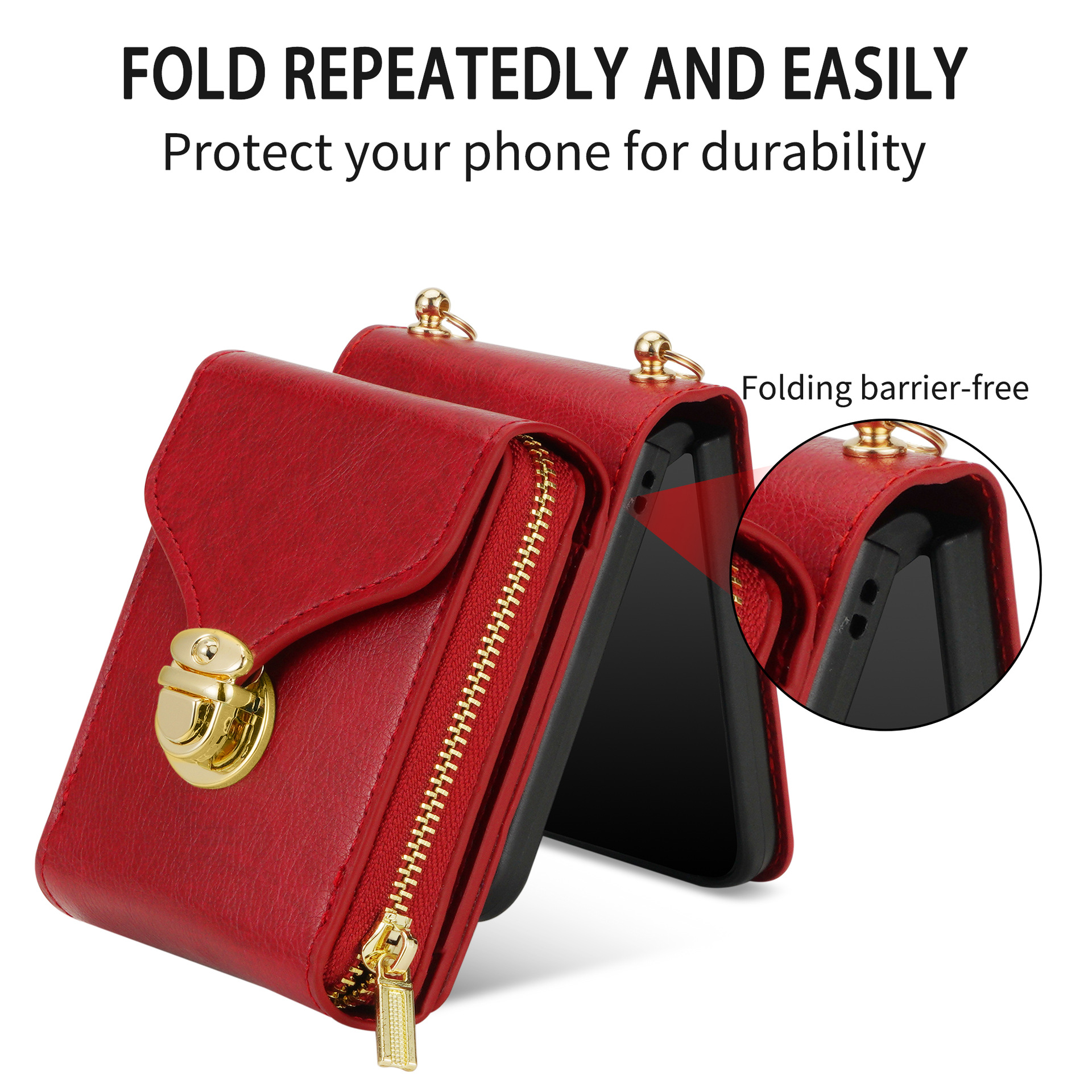 Suitable for Samsung ZFLIP4 hardware ZFLIP3 card insertion organ zipper business leather case_voghion.com