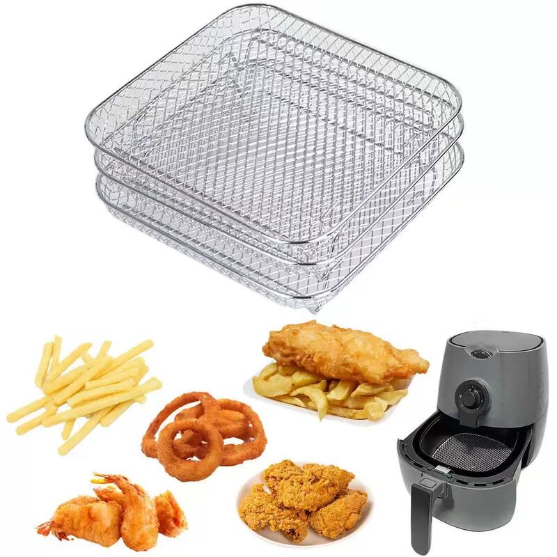 Air Fryer Multi-layer Grill Professional Accessories 304 Stainless Steel Double-layer Three-layer Stackable Dehydrating Rack Filter Rack Air Fryer Multi-layer Grill Professional Accessories 304 Stainless Steel Double-layer Three-layer Stackable Dehydrating Rack Filter Rack