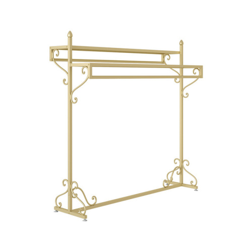 Island display rack in clothing store, floor-standing children's clothing store, golden display rack, clothing rack, shelf, double row hanger