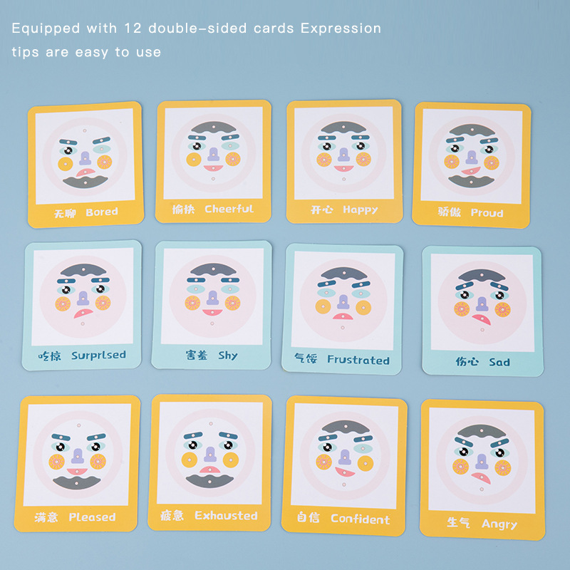 Juego de cambio de rostro al por mayor, rompecabezas para niños, educación temprana, bloques de construcción de madera, juguetes, expresiones faciales, reconocimiento, Pinpinle de madera