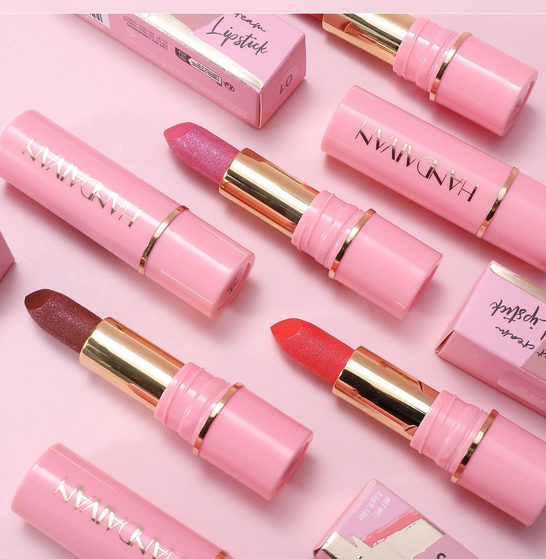 Pearl Lipstick in stock, 8 colors moisturizing and hydrating handaiyan embossed Silk Screen Fine Sparkling Lip gloss, cross-border exclusive lipstick undefined