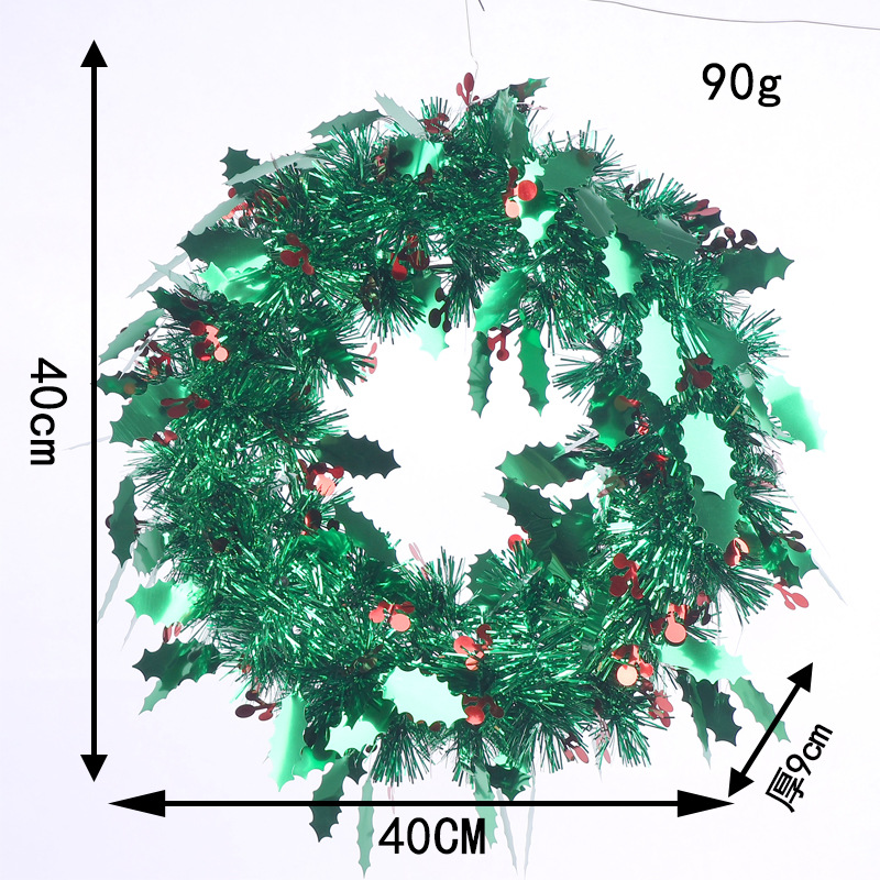 Torre de Navidad Decoración de árbol de Navidad Fruta roja Hoja verde Corona de Navidad Corona de borde blanco Escena de Navidad Decoración de tela