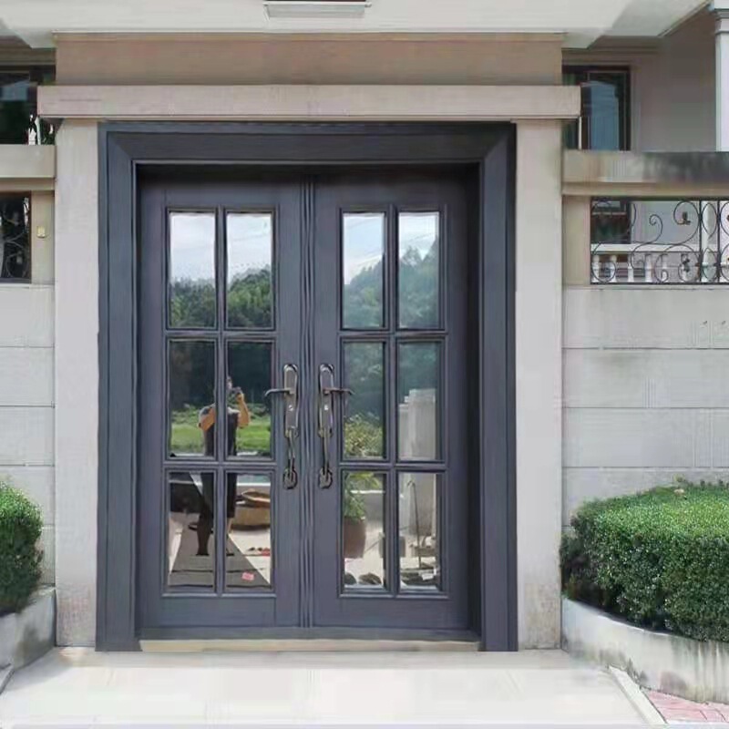 Zinc Alloy Net Red Lattice Door Household Tempered Glass Door Luxury Villa Gate Outdoor Modern Minimalist Entry Door