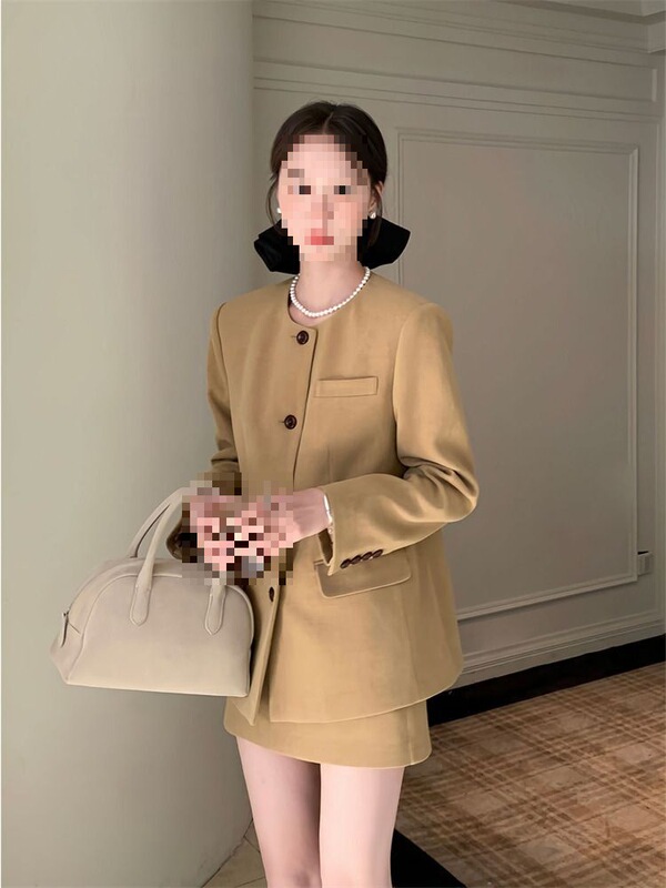 Maillard Wears Autumn Korean Style Gentle Style Single-Breasted Suit Jacket and Skirt Two-Piece Set
