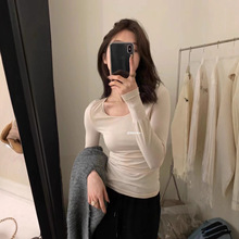 打底神器 软糯弹力修身型打底衫长袖女圆领薄款保暖肌底衣T恤上衣