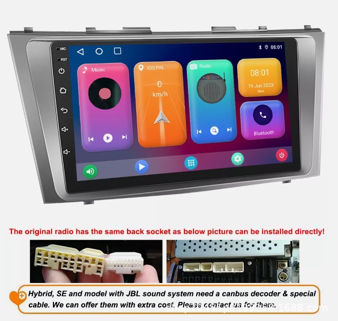Cross-border quad/eight-core Android car GPS navigation central control carplay for Toyota Camry