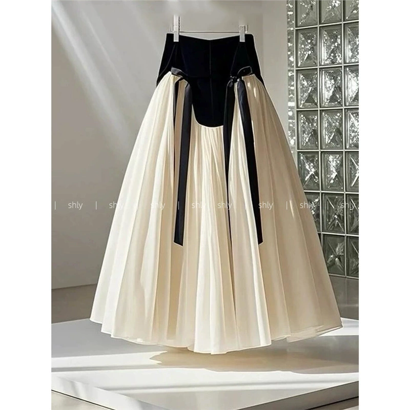 YT406831 утренняя весенняя белая большая юбка, сшитая пышную юбку, длинная женская одежда в этом году