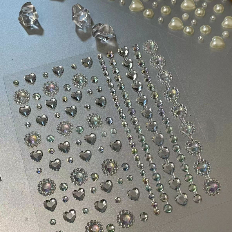 Shining Diamond Sticker Moon Sticker Diamond Face Shining Laser Round Diamond Sticker Magic Color Nail Art Eye Tail Portrait Sticker Female