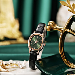 歌迪復古簡約橢圓學生表小眾高級感防水女表真皮石英女士手錶