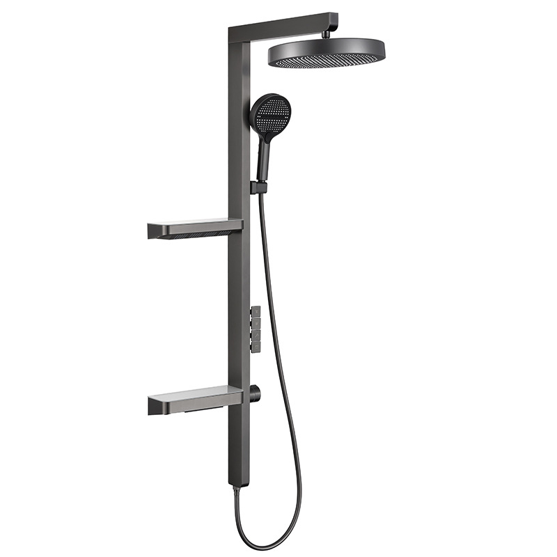 Nuevo juego de ducha de escalera moderna uno por uno, función de almacenamiento de doble capa, ducha blanca de temperatura constante, lluvia intensa, multimodo