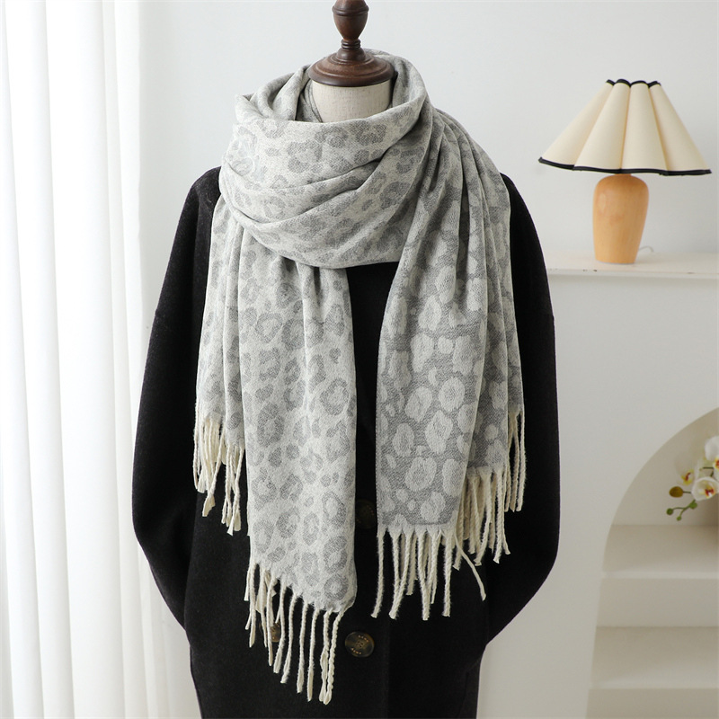 Unisex Casual Leopard Imitation Cashmere Knitted Scarf display picture 13