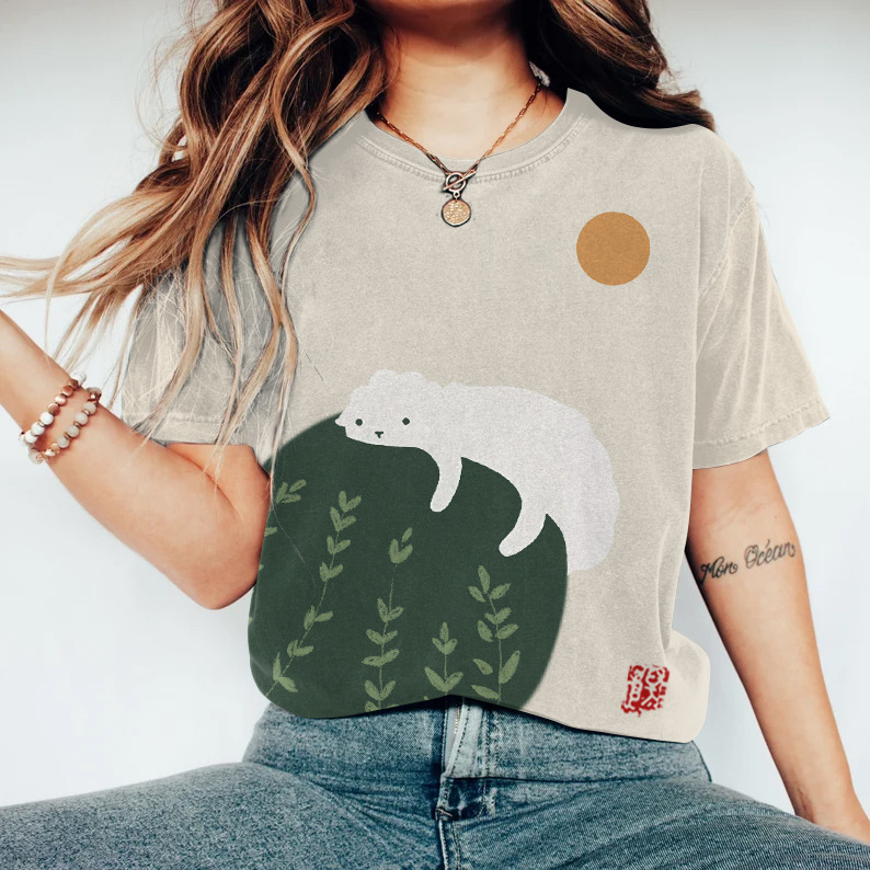 2024跨境外贸夏款3D数码印花休闲女装潮流圆领短袖休闲T恤