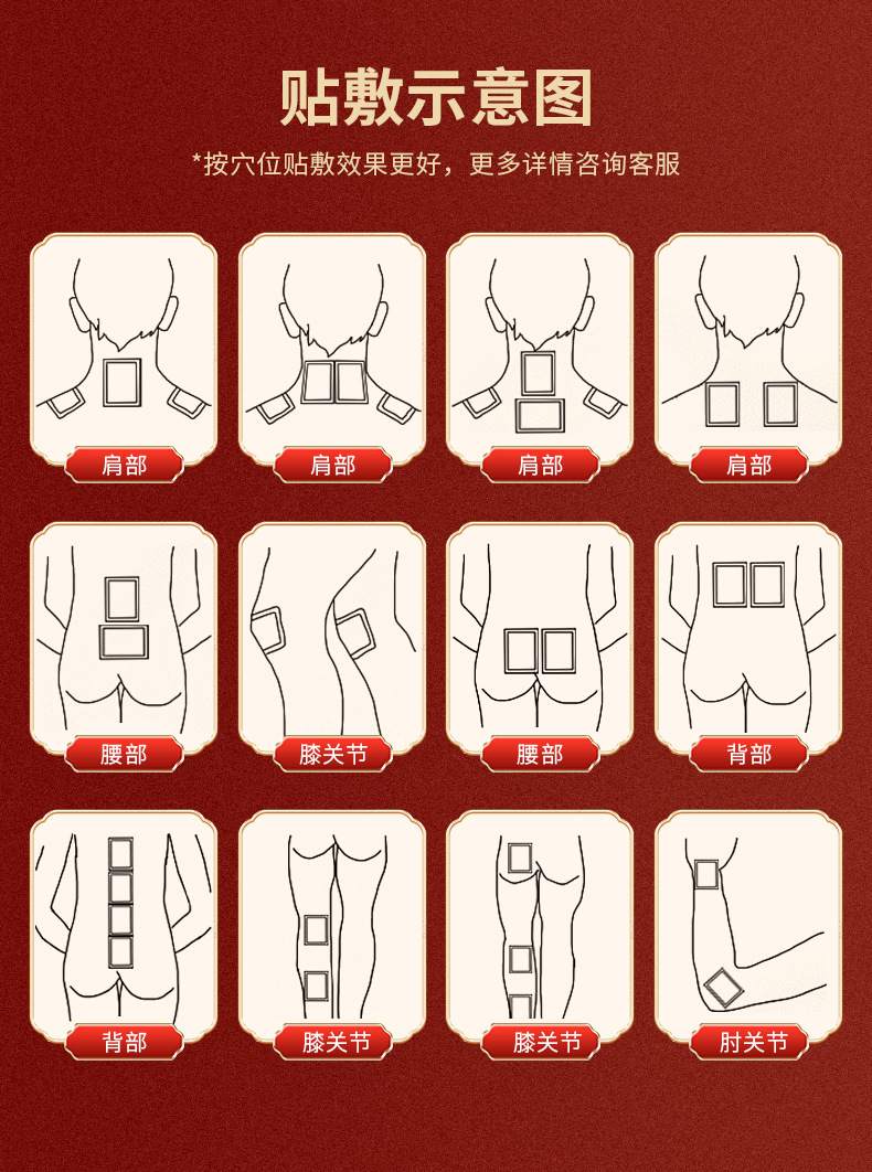 Traditional Black Herbal Plaster Patches for Neck Shoulder Back and Joints Self Heating External Use 5 Patches specifications