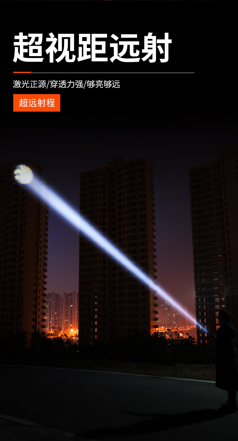 Flashlight with Strong Light, Rechargeable, Ultra-Long Battery Life, Large Capacity, Military Outdoor Use, Ultra-Bright, Small, Portable, Durable, Household Light