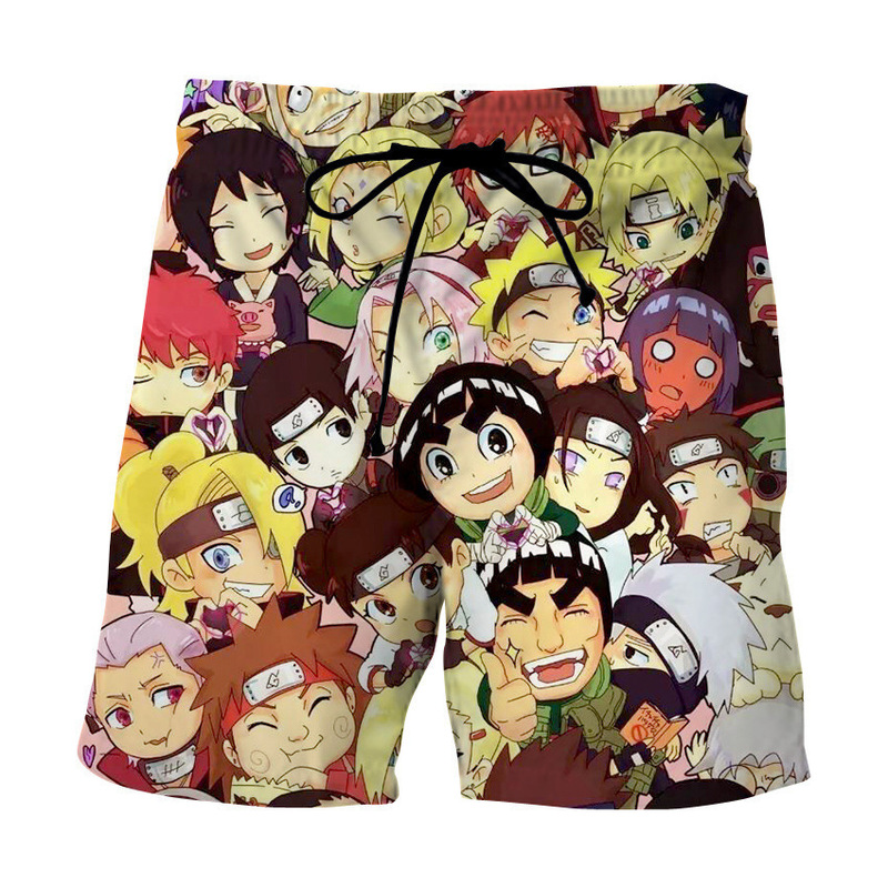 Summer European and American Dragon Ball Naruto 3D Printed Shorts Summer Loose Casual Pants Japanese Style Anime Men's Beach Pants