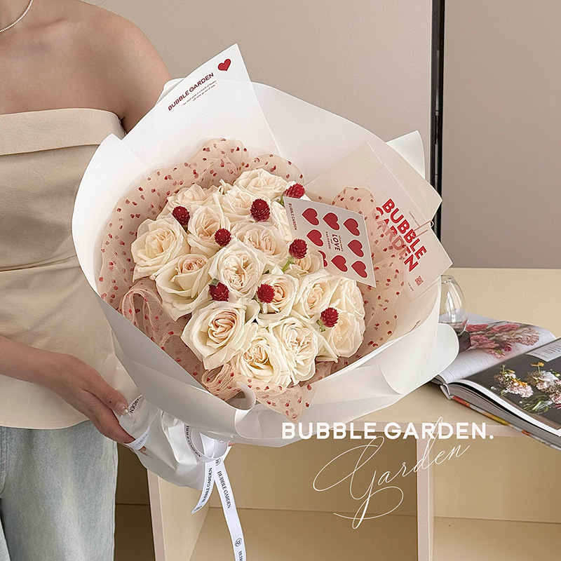 薇艺 泡泡波点纱千日红花束包装网纱创意花束手工diy包装材料