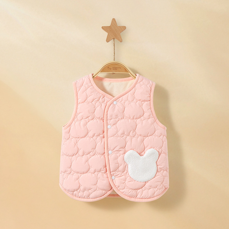 Baby chaleco de otoño y invierno para niños abrigo de terciopelo para niños niñas ropa de invierno gruesa con hombro de hombro chaleco de bebé